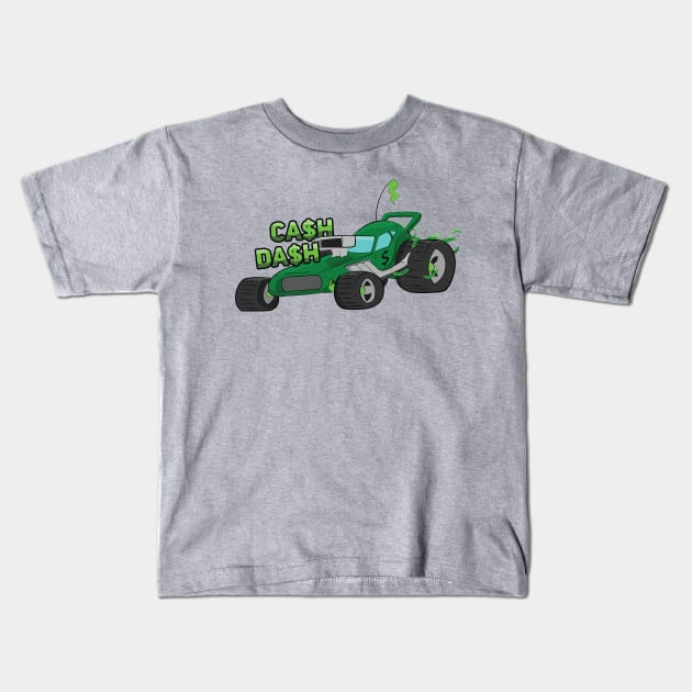 "Cash Dash" Green Dune Buggy Cartoon Beach Buggy Kids T-Shirt by Dad n Son Designs